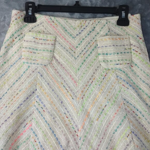 Trina Turk Womens 4 White Multicolored Flowy Tiered Boho Skirt Distressed Spring - Picture 5 of 10